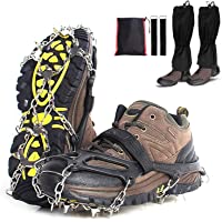 Los mejores  - Lzfitpot Crampones Ligero de Nieve Hielo 19 Puntas Dientes de Acero Inoxidable de Crampones Antideslizante Raquetas de…